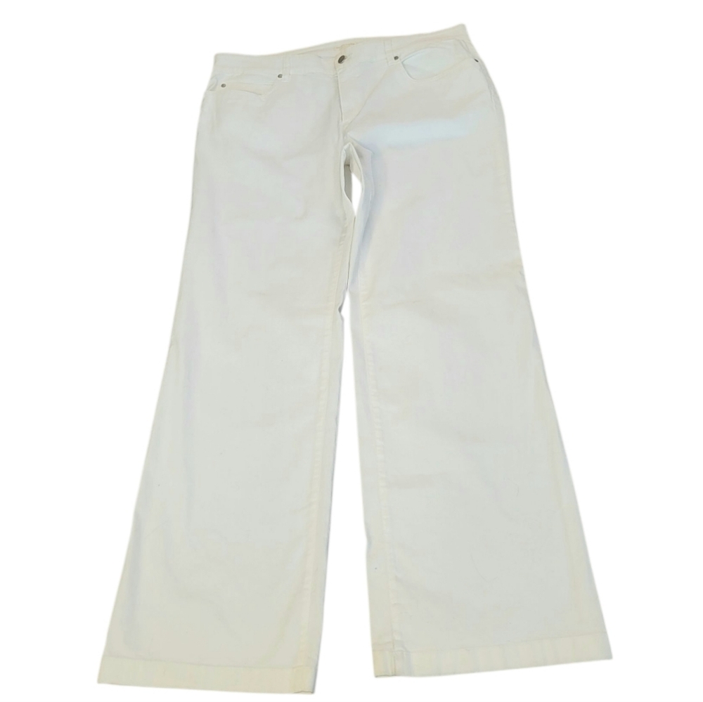 Eileen Fisher Women's Off-White Wide-Leg Stretch Denim Jeans - Size 16